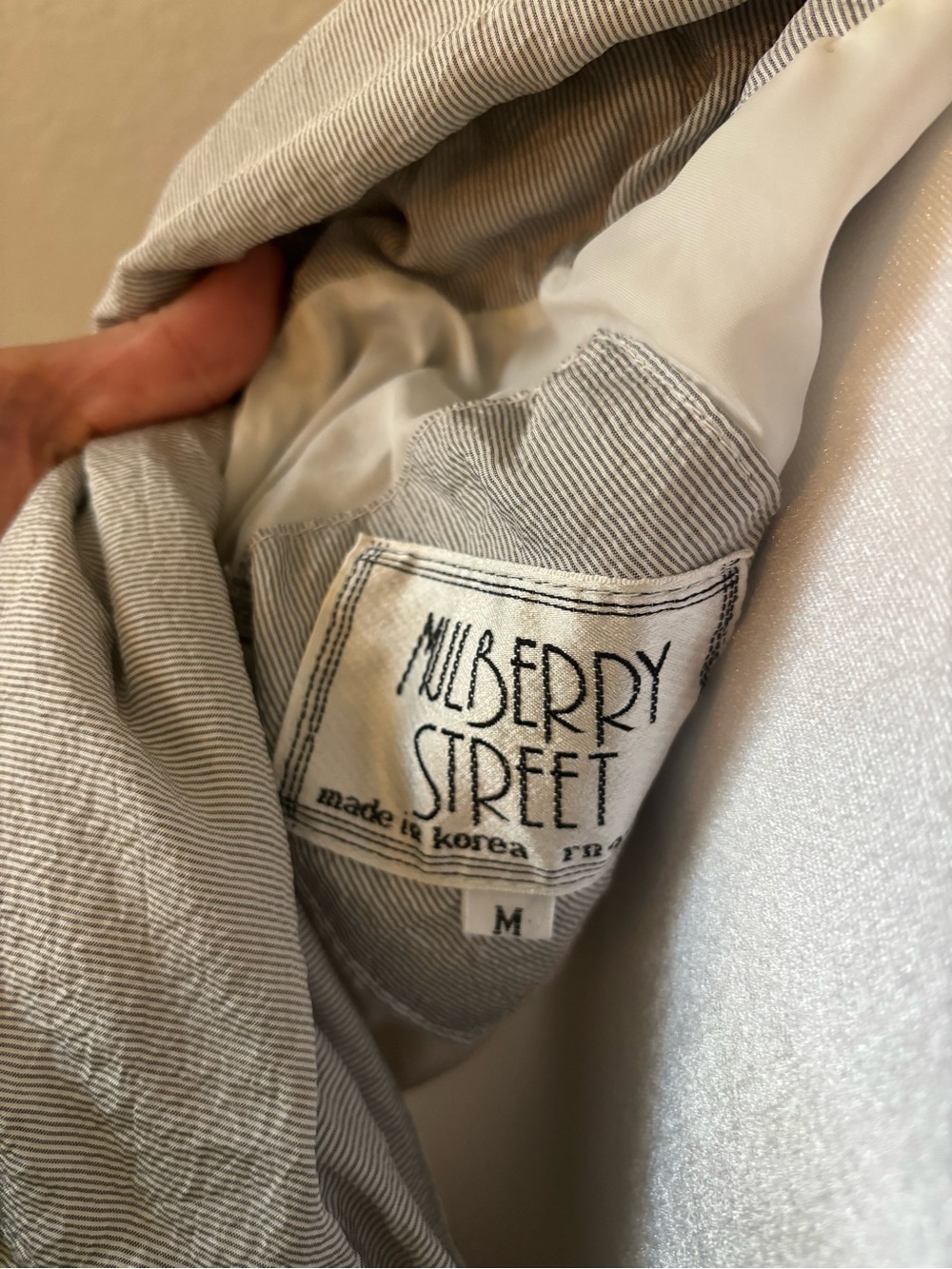 Light Gray and White Women's Hooded Windbreaker Jacket - Picture 5 of 5